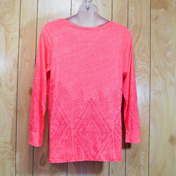 Maurices Fluorescent Peach Long Sleeve Tribal Tee - Picture 6 of 9